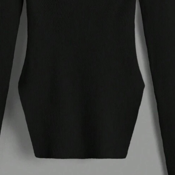 Black Ribbed Long Sleeve Top - Picture 3 of 4